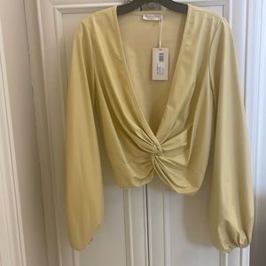 Ramy Brook yellow faux leather top. Brand New!